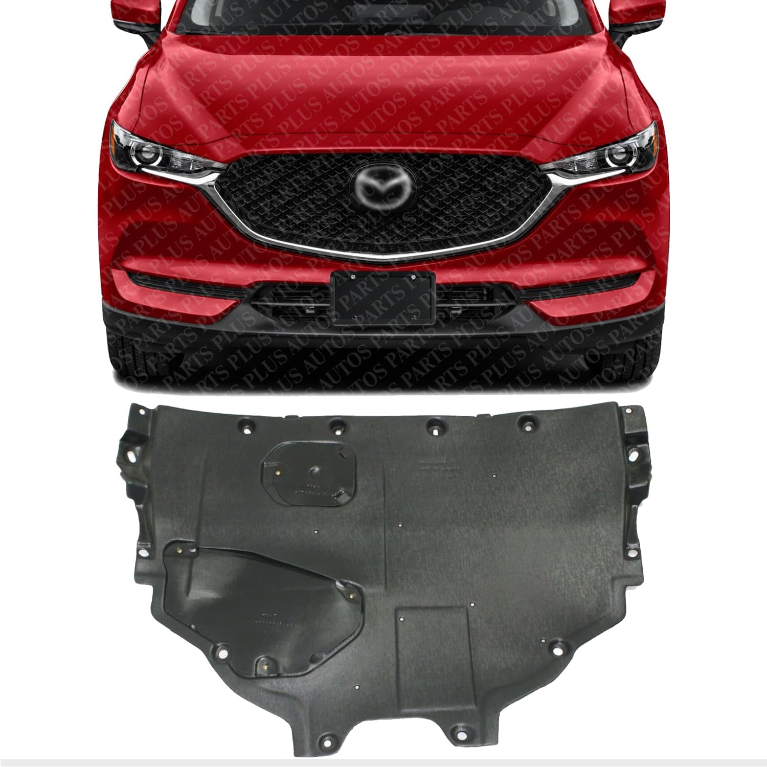 Front Rear Engine Splash Shield Assembly Under Cover Without Insulation Foam Direct Replacement Compatible with 2013-2023 Mazda CX-5/2016-2021 CX-9 MA1228118 TK4856110