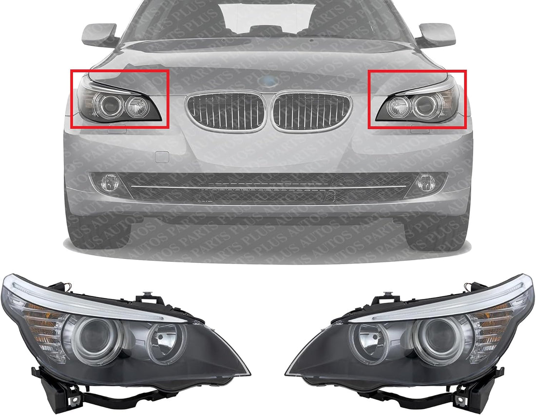 Set Of 2 Front Headlight Assembly Right Passenger & Left Driver Side Direct Replacement Compatible With 2008-2010 BMW 5-Series BM2503142 BM2502142 63127177732 63127177731