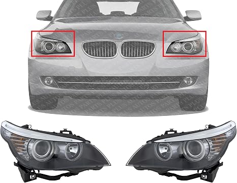 Set Of 2 Front Headlight Assembly Right Passenger & Left Driver Side Direct Replacement Compatible With 2008-2010 BMW 5-Series BM2503142 BM2502142 63127177732 63127177731