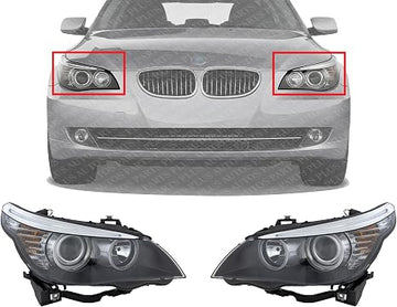 Set Of 2 Front Headlight Assembly Right Passenger & Left Driver Side Direct Replacement Compatible With 2008-2010 BMW 5-Series BM2503142 BM2502142 63127177732 63127177731