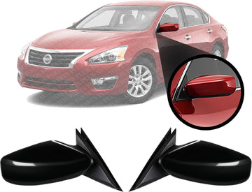 Set Of 2 Front Power Mirror Non-Folding Non-Heated Primed Plastic Left Driver & Right Passenger Side Direct Replacement Compatible With 2013-2018 Nissan Altima NI1321223 NI1320223