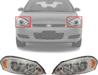 Set Of 2 Front Head Light Assembly Halogen Right Passenger And Left Driver Side Direct Replacement Compatible With 2006-2013 Chevrolet Impala / 2014-2016 Limited GM2503261 GM2502261