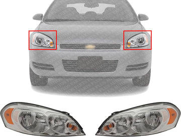 Set Of 2 Front Head Light Assembly Halogen Right Passenger And Left Driver Side Direct Replacement Compatible With 2006-2013 Chevrolet Impala / 2014-2016 Limited GM2503261 GM2502261