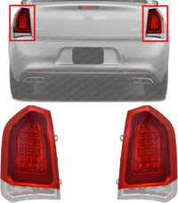 Set Of 2 Tail Light Assembly Chrome Interior Left Driver & Right Passenger Side Direct Replacement Compatible With 2015-2022 Chrysler 300 CH2800213 CH2801213 68400290AA