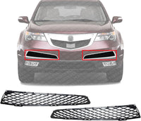 Set Of 2 Front Bumper Grille Mesh Primed Right Passenger & Left Driver Side Direct Replacement Compatible With 2010-2013 Acura MDX AC1039110 AC1038110 71102STXA00 71107STXA00