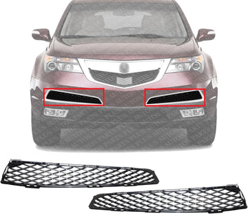 Set Of 2 Front Bumper Grille Mesh Primed Right Passenger & Left Driver Side Direct Replacement Compatible With 2010-2013 Acura MDX AC1039110 AC1038110 71102STXA00 71107STXA00