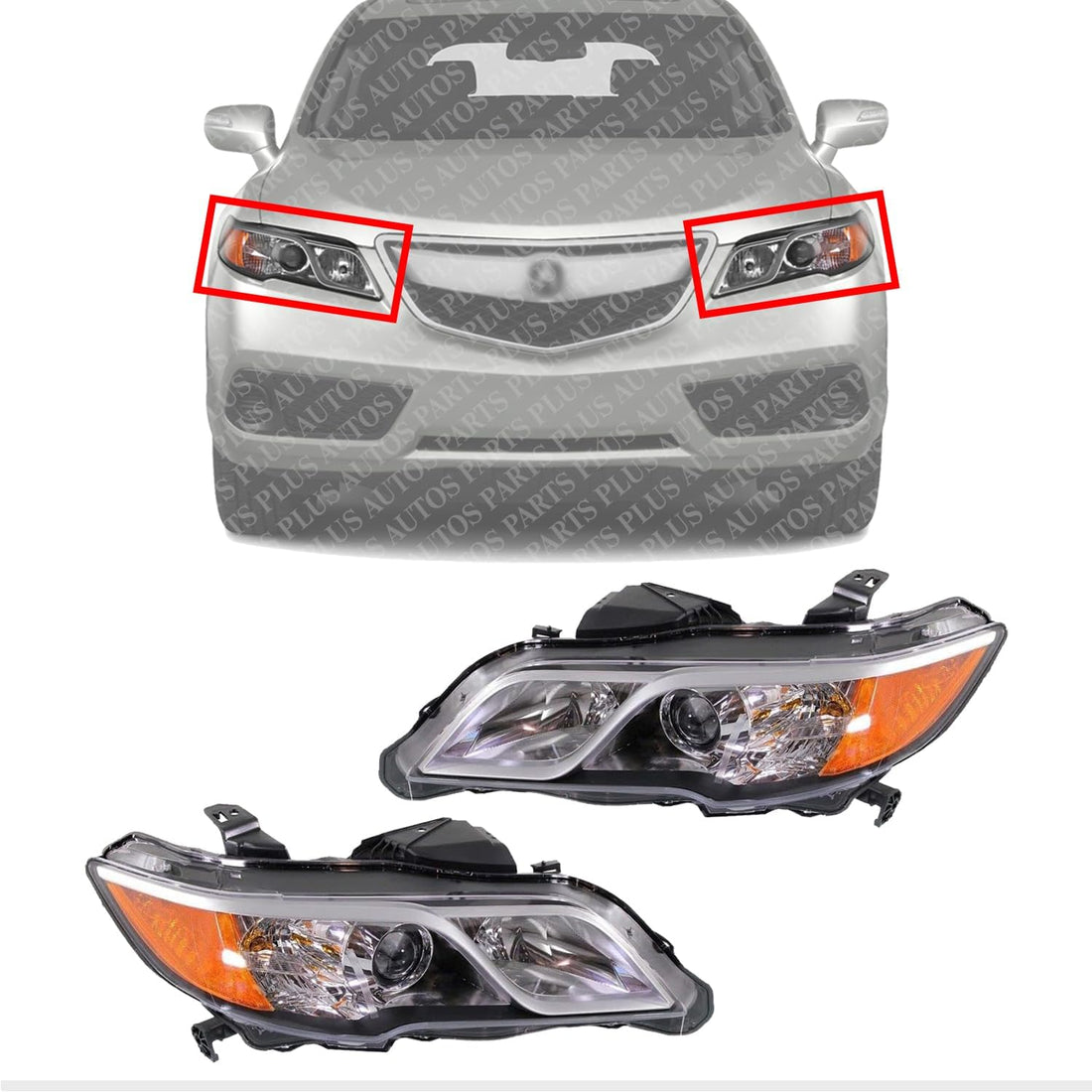 Set Of 2 Front Head Light Assembly Left Driver & Right Passenger Side Direct Replacement Compatible With 2013-2015 Acura RDX AC2503123 AC2502123 33100TX4A11 33150TX4A11