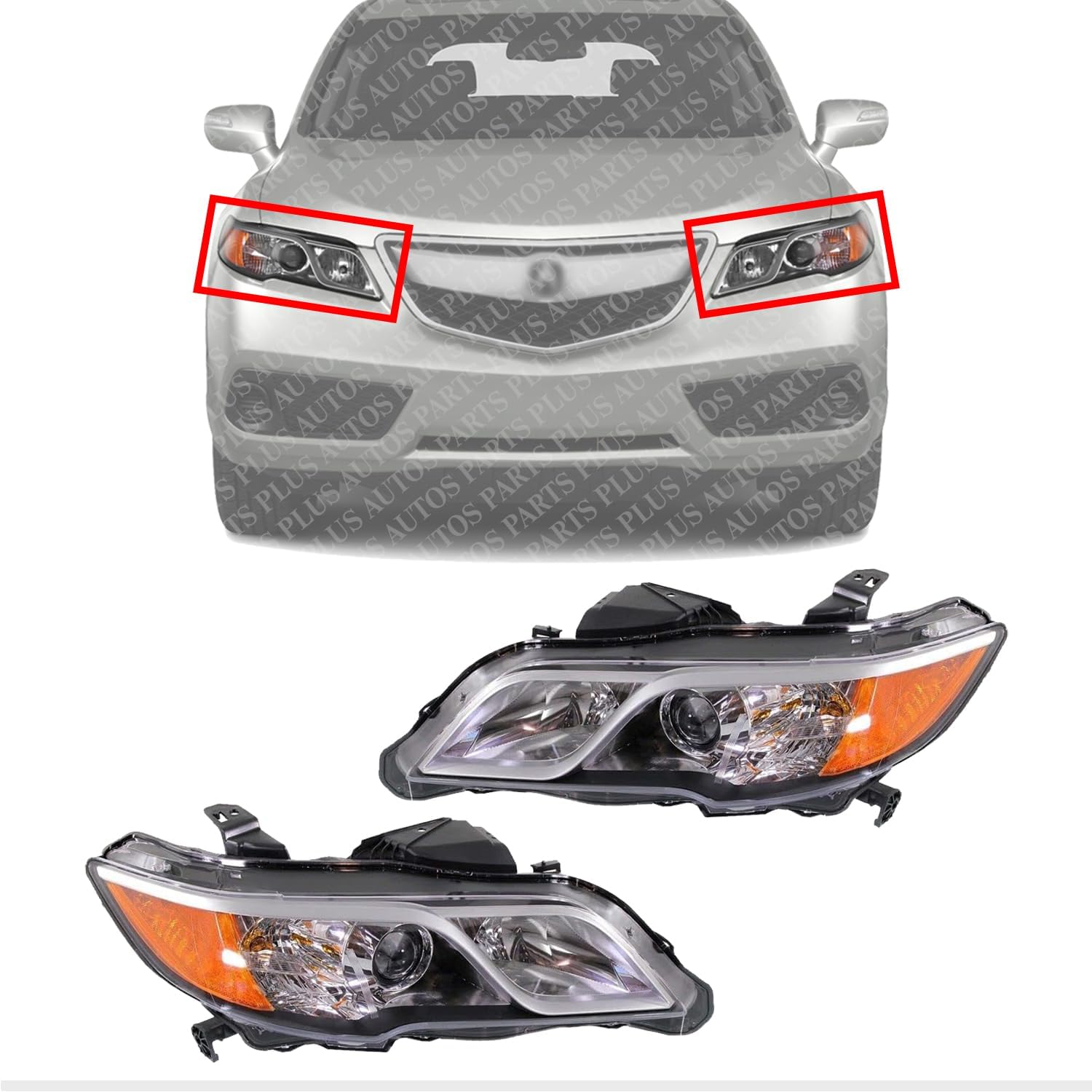 Set Of 2 Front Head Light Assembly Left Driver & Right Passenger Side Direct Replacement Compatible With 2013-2015 Acura RDX AC2503123 AC2502123 33100TX4A11 33150TX4A11