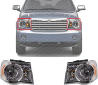 Set Of 2 Front Head Light Assembly Plastic Left Driver & Right Passenger Side Direct Replacement Compatible With 2007-2009 Chrysler Aspen CH2502179 CH2503179