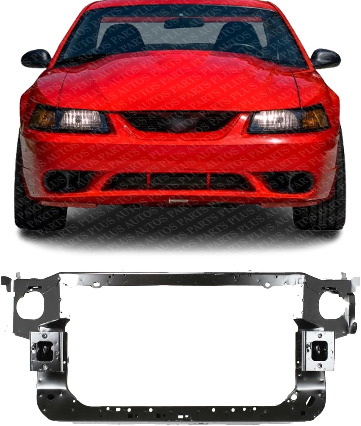 Front Radiator Support Assembly Steel Direct Replacement Compatible With 1999-2004 Ford Mustang FO1225157 3R3Z16138BA