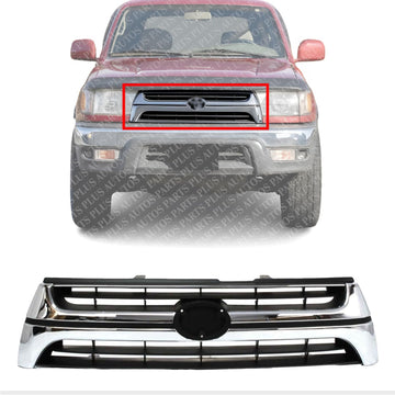 Front Grille Chrome Shell/Primed Insert Direct Replacement Compatible With 2001-2002 Toyota 4Runner TO1200241 5311135400