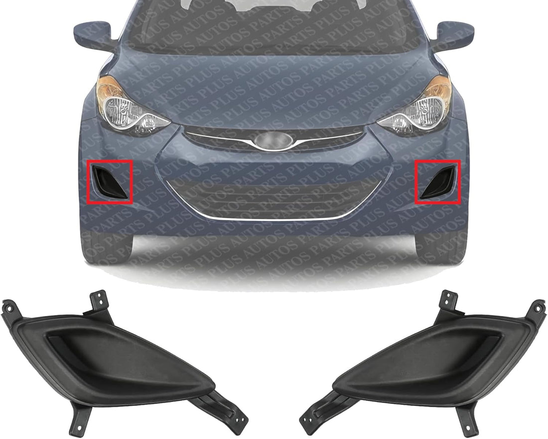 Set Of 2 Front Fog Light Cover Textured Plastic Left Driver & Right Passenger Side Direct Replacement Compatible With 2011-2013 Hyundai Elantra HY1039112 HY1038112