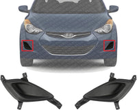 Set Of 2 Front Fog Light Cover Textured Plastic Left Driver & Right Passenger Side Direct Replacement Compatible With 2011-2013 Hyundai Elantra HY1039112 HY1038112