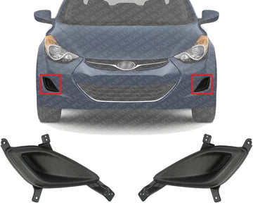 Set Of 2 Front Fog Light Cover Textured Plastic Left Driver & Right Passenger Side Direct Replacement Compatible With 2011-2013 Hyundai Elantra HY1039112 HY1038112