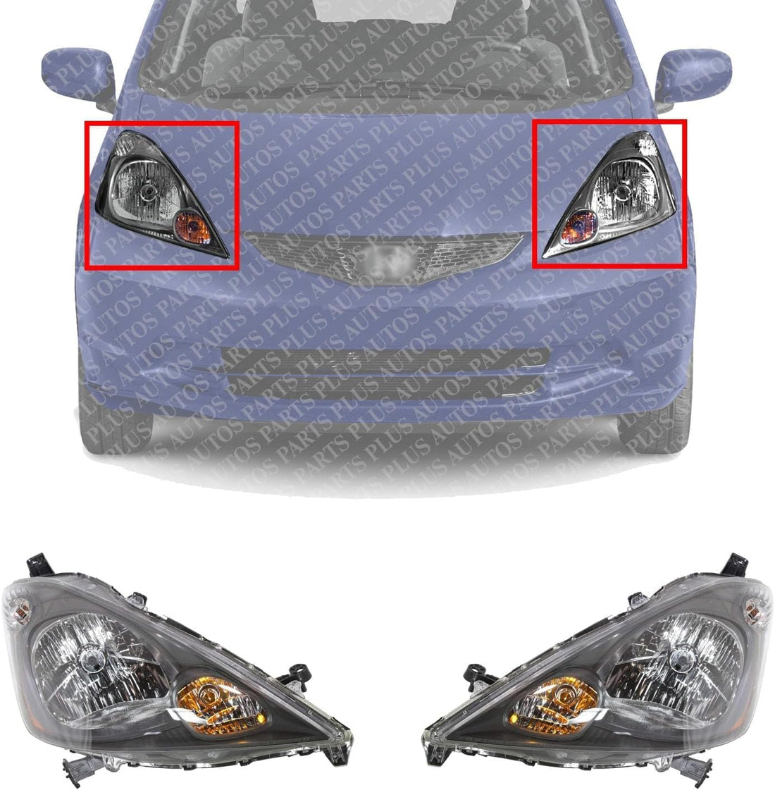 Set Of 2 Front Head Light Left Driver & Right Passenger Side Direct Replacement Compatible With 2009-2014 Honda Fit HO2503138 HO2502138 33100TK6A01 33150TK6A01