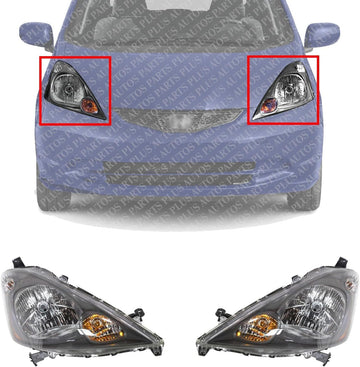 Set Of 2 Front Head Light Left Driver & Right Passenger Side Direct Replacement Compatible With 2009-2014 Honda Fit HO2503138 HO2502138 33100TK6A01 33150TK6A01