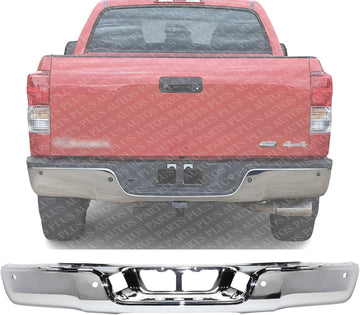 Rear Step Bumper Face Bar Chrome Steel Direct Replacement Compatible With 2007-2013 Toyota Tundra TO1102245 521510C090