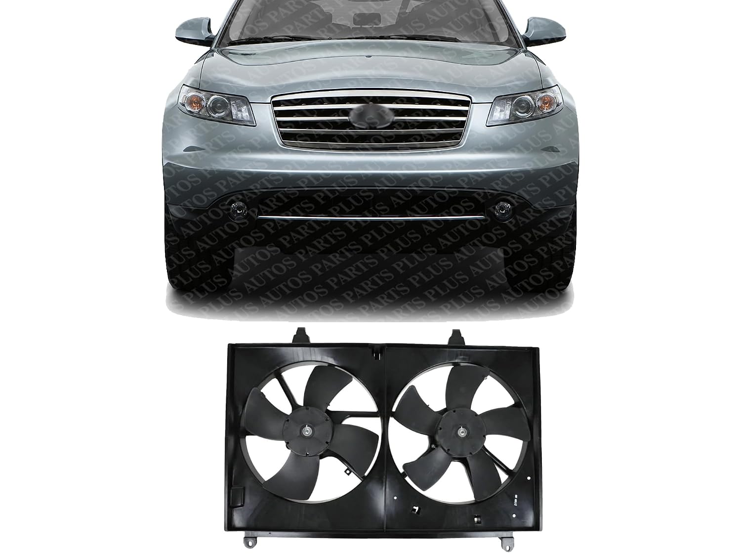 Front Dual Fan Shroud Assembly Direct Replacement Compatible with 2003-2008 Infiniti FX35 IN3115104 21481CL80A