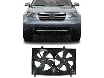 Front Dual Fan Shroud Assembly Direct Replacement Compatible with 2003-2008 Infiniti FX35 IN3115104 21481CL80A
