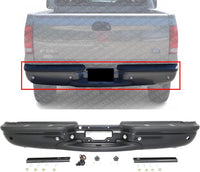 Step Bumper Assembly Primed With Rear Object Sensor Holes & Brackets Direct Replacement Compatible With 2001-2007 Ford F-250 F-350 Super Duty 3C3Z17906BA-PFM