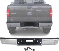 Step Bumper Assembly Chrome Steel With Rear Object Sensor Holes Direct Replacement Compatible With 2004-2006 Ford F-150/2006 Lincoln Mark LT FO1103119 4L3Z17906BA-PFM