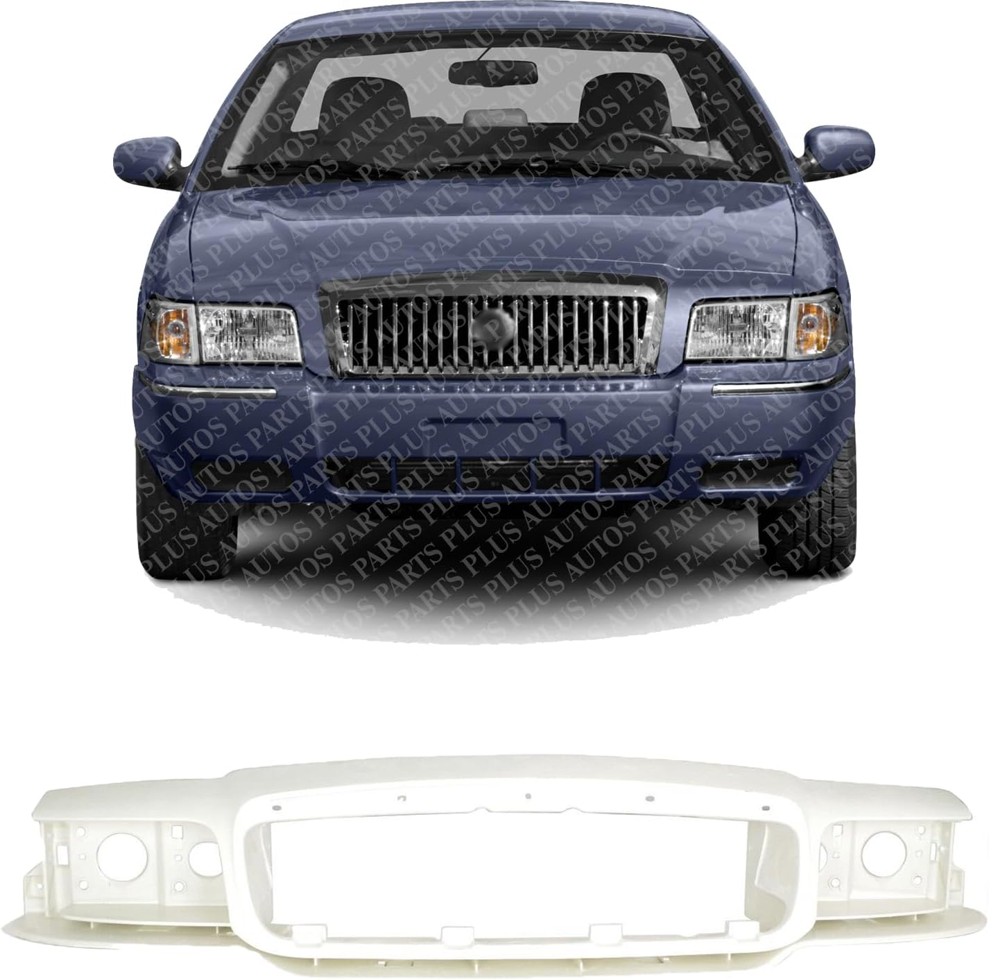 Front Header Panel Thermoplastic & Fiberglass Direct Replacement Compatible With 1998-2011 Ford Crown Victoria FO1220209 6W7Z8190A