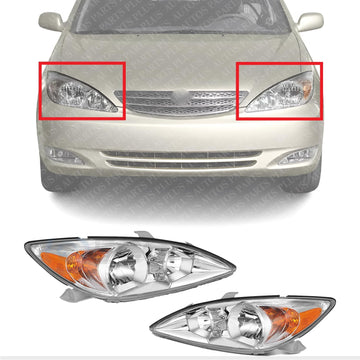 Set Of 2 Front Head Light Assembly Left Driver & Right Passenger Side Direct Replacement Compatible With 2002-2004 Toyota Camry TO2503137 TO2502137 81110AA060 81150AA060