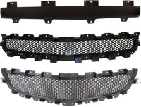 Set Of 3 Front Grille Cover + Upper & Center Paintable Shell and Insert Direct Replacement Compatible With 2008-2012 Chevrolet Malibu GM1223104 GM1200600 GM1200601 15823699 15823700