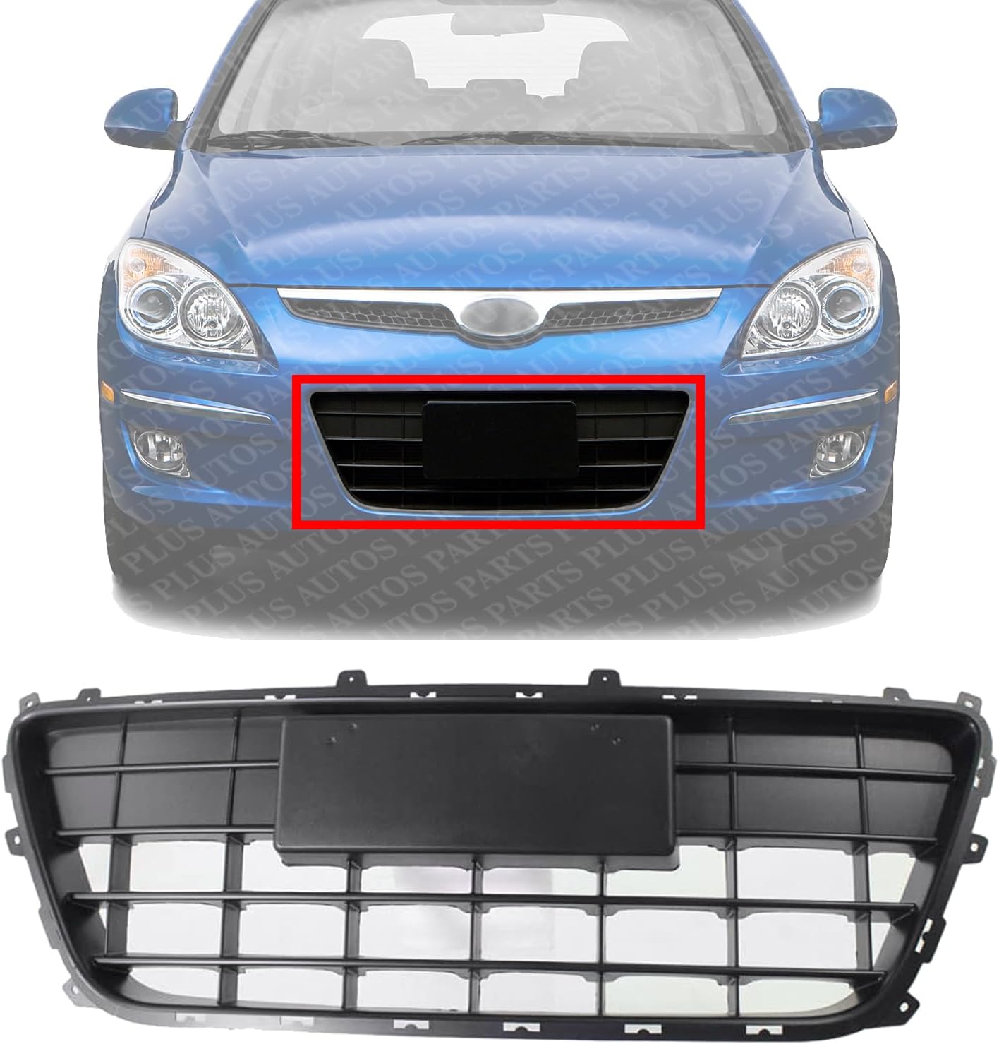 Front Bumper Lower Grille Primed Direct Replacement Compatible With 2009-2012 Hyundai Elantra HY1036112 865612L300