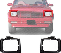 Set Of 2 Front Head Light Door Bezel Primed Left Driver & Right Passenger Side Direct Replacement Compatible With 1982-1990 S10 Pickup GM2513127 GM2512127 15653682 15653681