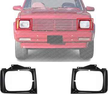 Set Of 2 Front Head Light Door Bezel Primed Left Driver & Right Passenger Side Direct Replacement Compatible With 1982-1990 S10 Pickup GM2513127 GM2512127 15653682 15653681
