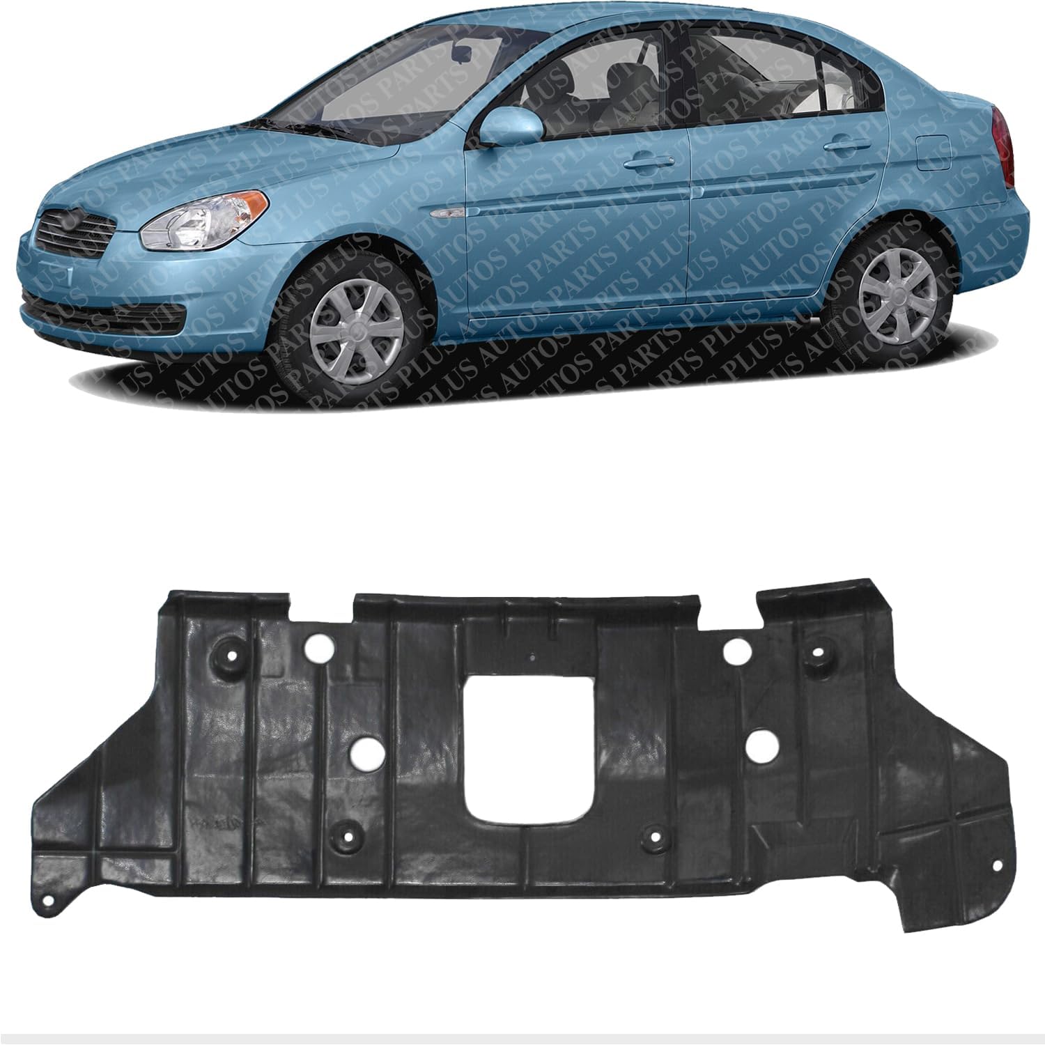 Front Engine Splash Shield Direct Replacement Compatible with 2000-2006 Hyundai Accent HY1228104 2915025001