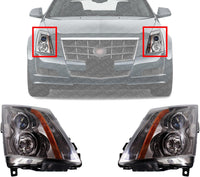 Set Of 2 Front Head Light Assembly Halogen Left Driver & Right Passenger Side Direct Replacement Compatible With 2008-2015 Cadillac CTS GM2502309 GM2503309 22783445 22783446