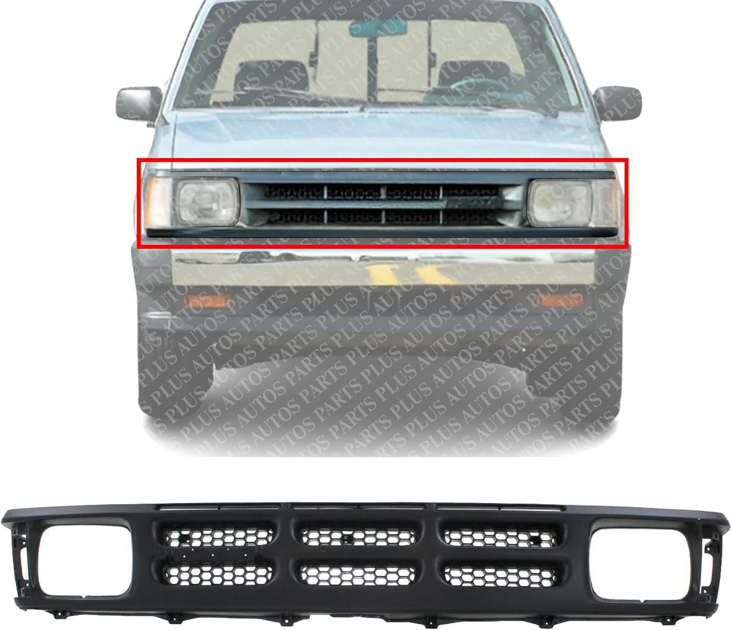 Front Grille Primed Shell And Insert Plastic Direct Replacement Compatible With 1990-1993 Mazda Pickup MA1200127 UE5750710