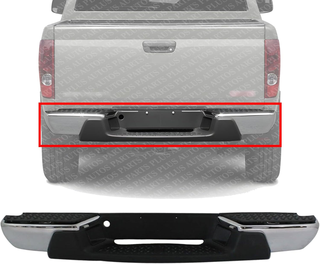 Step Bumper Face Bar & Pad Without Mounting Bracket Chrome Direct Replacement Compatible With 2008-2012 Chevrolet Colorado/GMC Canyon GM1103156 20815916-PFM