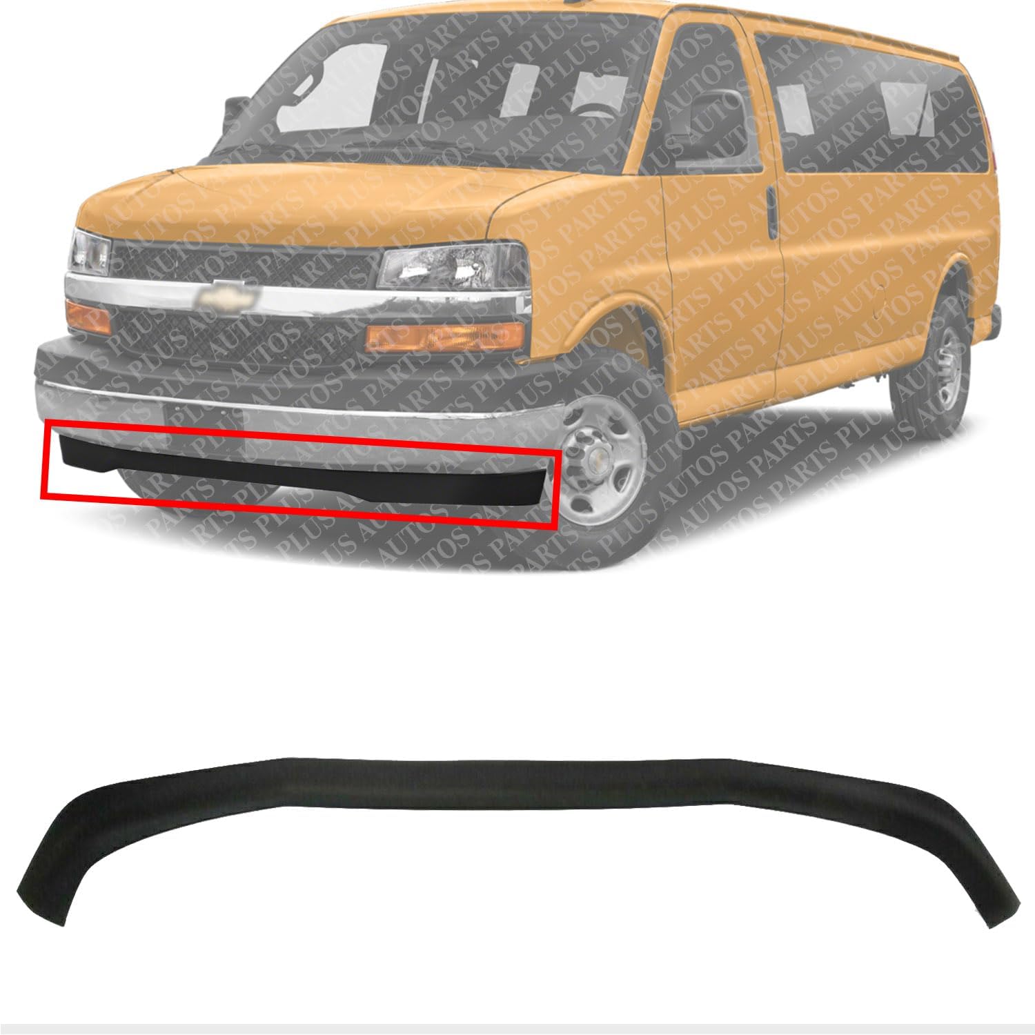 AUTOS PARTS PLUS Front Bumper Lower Valance Air Deflector Textured Direct Replacement Compatible With 2003-2017 Chevrolet Express/GMC Savana 1500 2500 3500 GM1092226 25758613