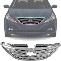 Front Grille Assembly Chrome Shell And Insert Direct Replacement Compatible With 2011-2013 Hyundai Sonata HY1200154 863503S100