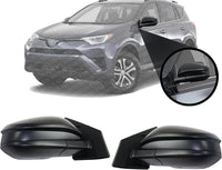 Set Of 2 Front Power Mirror Manual Folding Non-Heated Textured Plastic Right Passenger & Left Driver Side Direct Replacement Compatible With 2016-2018 Toyota RAV4 TO1320345 TO1321345