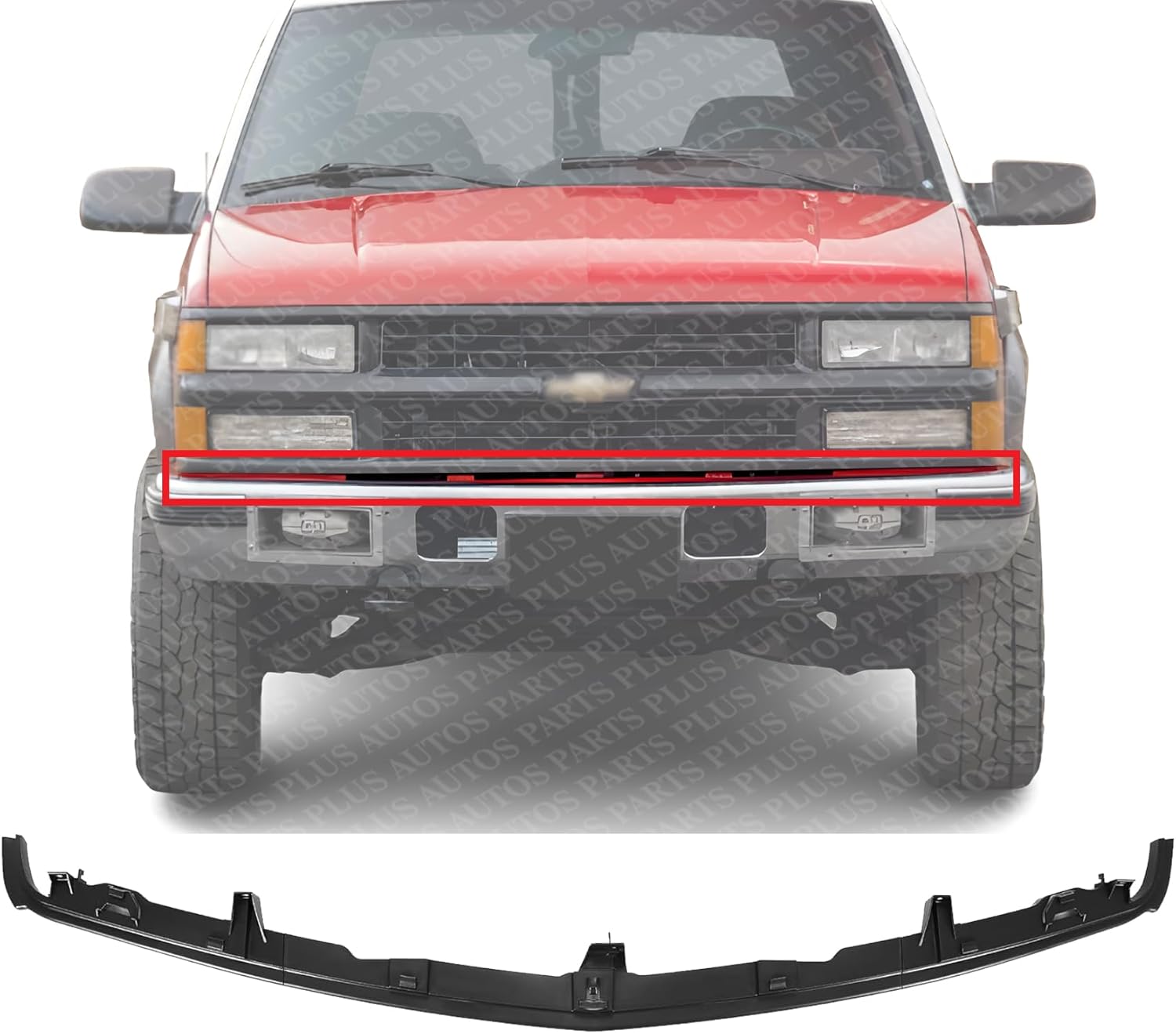 Front Bumper Center Filler Primed 3 Piece Type Direct Replacement Compatible With 1994-2002 Chevrolet/GMC C/K Series GM1087180 12376285