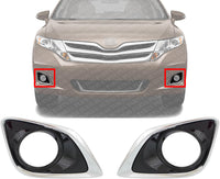 Set Of 2 Front Fog Light Molding Chrome Left Driver & Right Passenger Side Direct Replacement Compatible With 2013-2016 Toyota Venza TO1039183 TO1038183 520300T010 520400T010