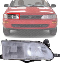 Front Head Light Assembly Right Passenger Side Direct Replacement Compatible With 1993-1997 Toyota Corolla TO2503107 811101E221