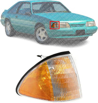 Front Outer Corner Light Lens And Housing Right Passenger Side Direct Replacement Compatible With 1987-1993 Ford Mustang FO2551103 E7ZZ15A201A