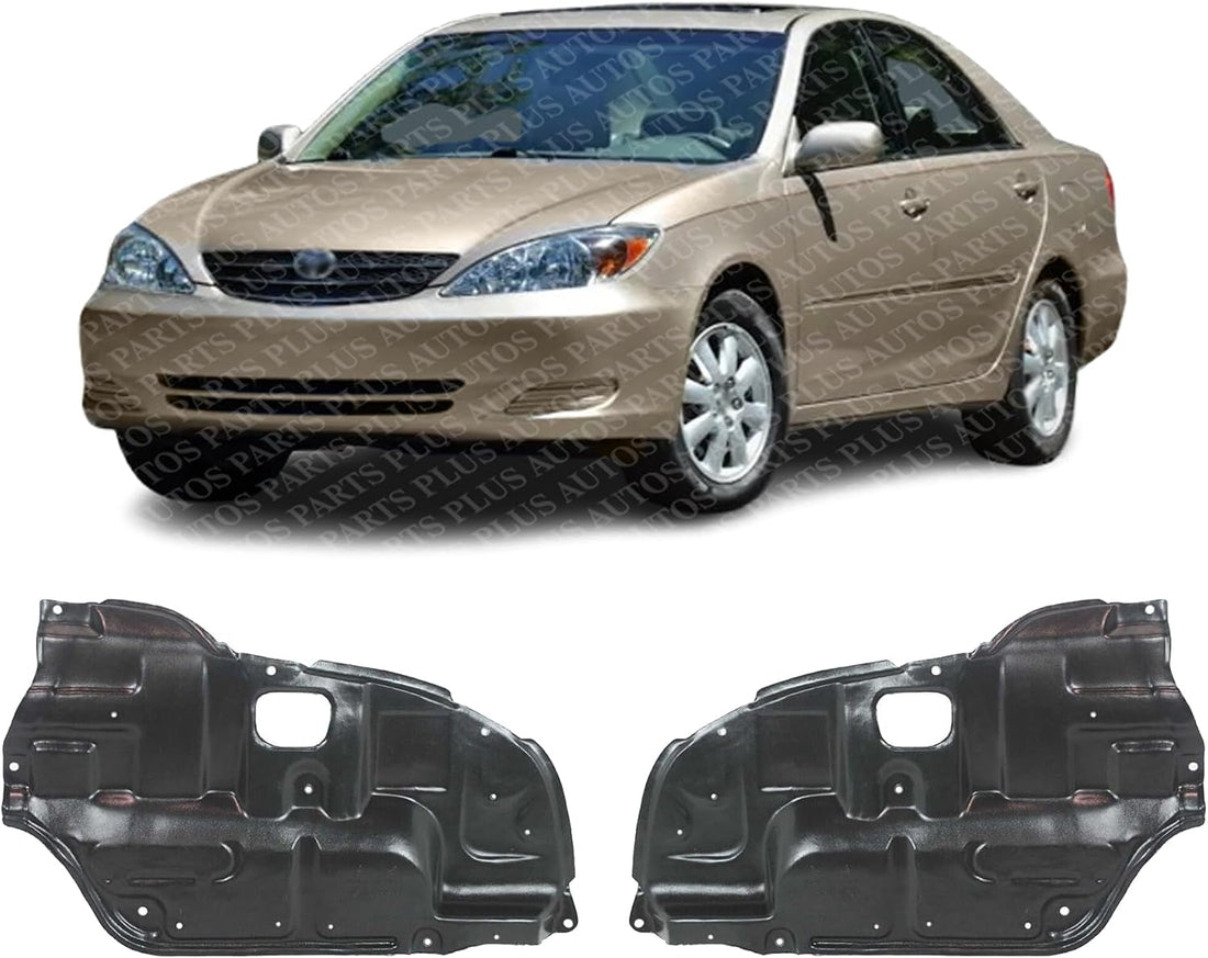 Set of 2 Front Engine Splash Shield Under Cover Plastic Left Driver & Right Passenger Side Direct Replacement Compatible with 2002-2006 Toyota Camry TO1228106 TO1228107