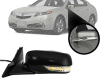Front Power Mirror Manual Folding Heated Left Driver Side Direct Replacement Compatible With 2009-2014 Acura TL AC1320113 76250TK4A01ZD