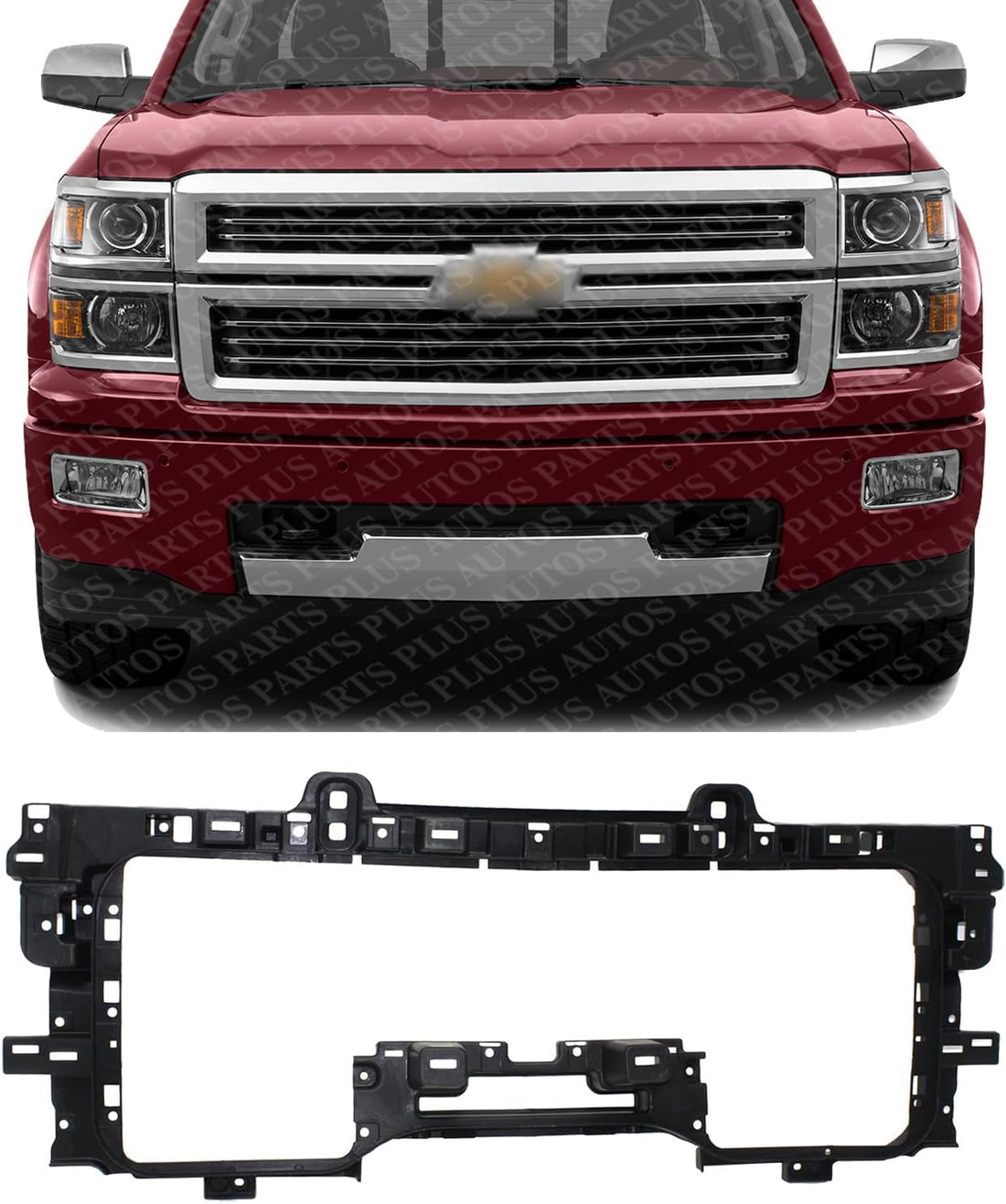 Front Grille Mounting Header Panel Direct Replacement Compatible With 2014-2015 Chevrolet Silverado 1500/2015-2019 2500HD 3500HD GM1223105 23106033
