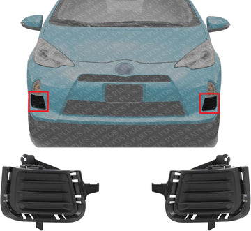 Set Of 2 Front Fog Light Cover Textured Plastic Left Driver & Right Passenger Side Direct Replacement Compatible With 2012-2014 Toyota Prius C TO1039164 TO1038164