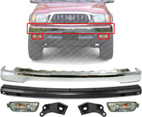 Front Bumper Chrome Steel + Reinforcement + Signal Lamps + Brackets Left & Right Side Direct Replacement Compatible With 2001-2004 Toyota Tacoma TO1002174 TO1006184