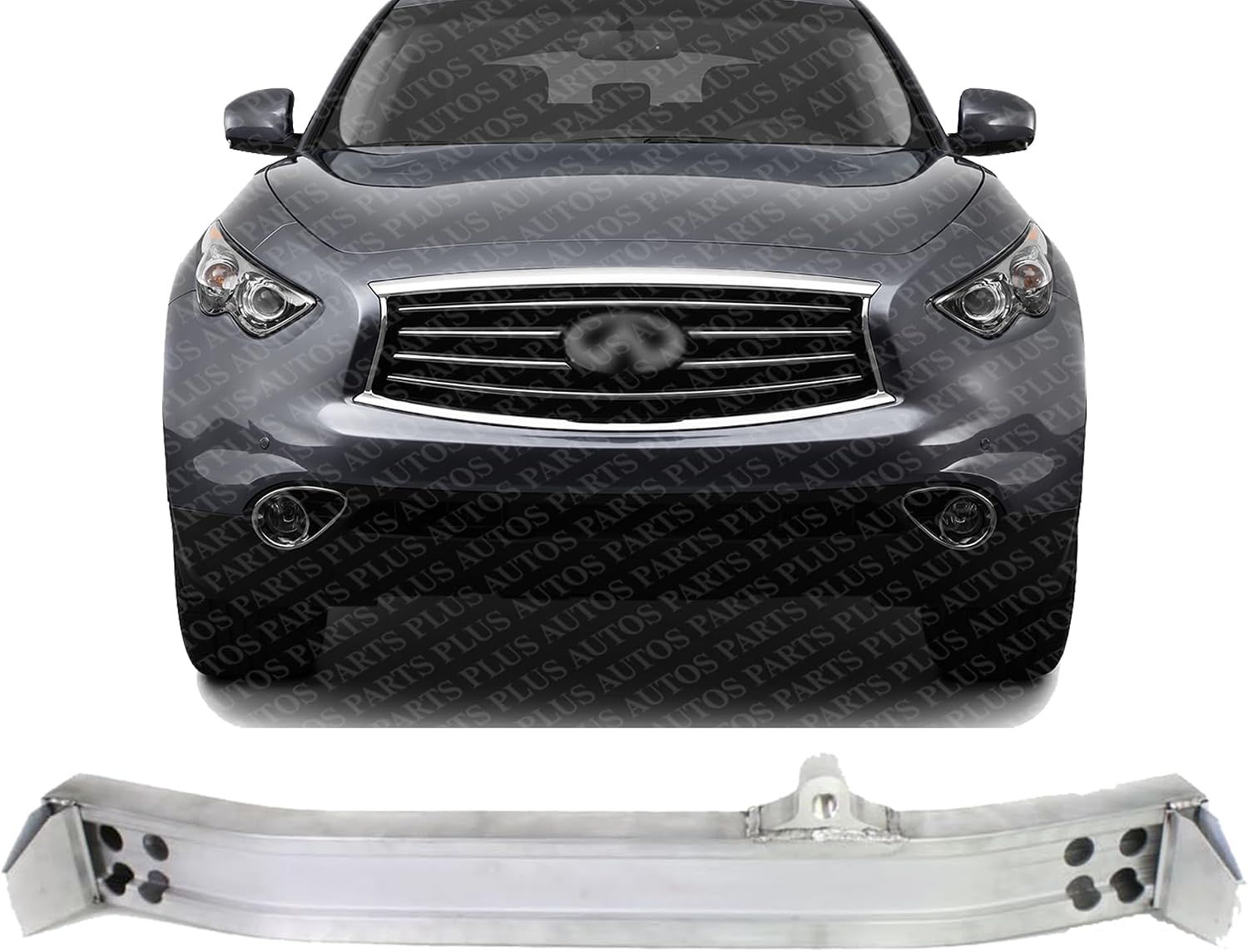 Front Bumper Reinforcement Aluminum Direct Replacement Compatible With 2009-2013 Infiniti FX35 / 2014-2017 QX70 IN1006150 620301CA0A