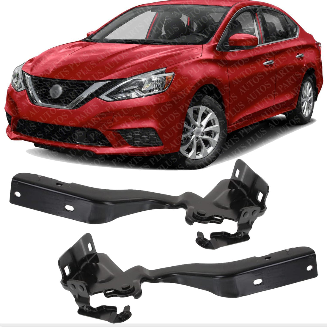 Set Of 2 Front Hood Hinge Steel Left Driver & Right Passenger Side Direct Replacement Compatible With 2013-2019 Nissan Sentra NI1236145 NI1236144 654003SG0A 654013SG0A