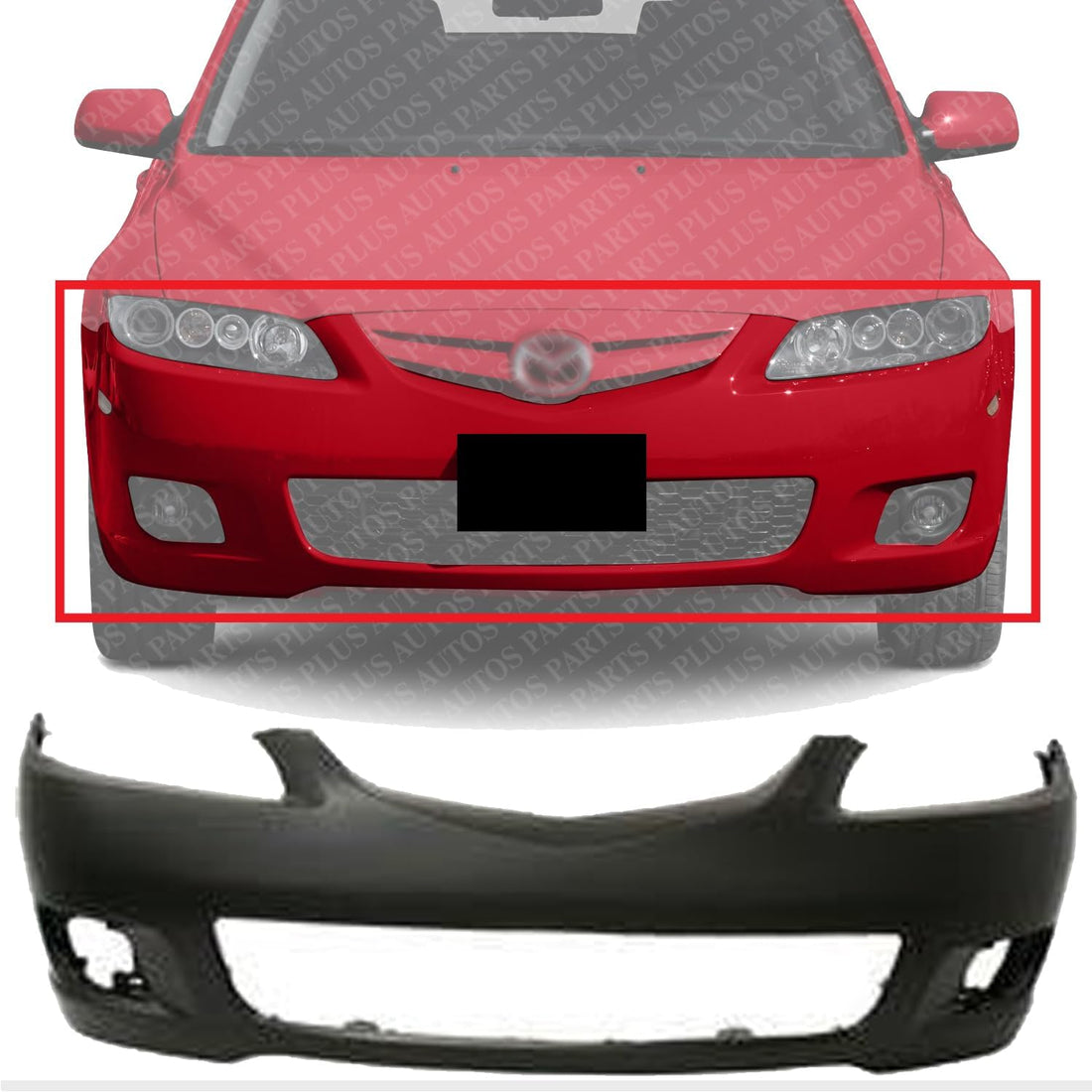 Front Bumper Cover Primed With Fog Light Holes Direct Replacement Compatible With 2006-2008 Mazda 6 MA1000218 GPYA50031ABB